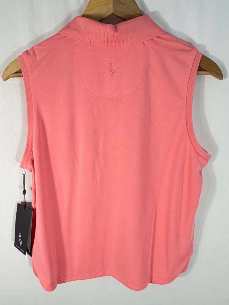 A Putnam Butter Soft Classic Sleeveless Cropped Polo Salmon Rose Pink Medium Nwt — image 5 of 7